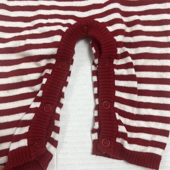 Cherokee Romper One-Piece Cable Knit Sweater Baby Romper 6-9 Months Red, White - Picture 3 of 8